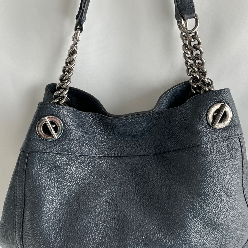 COACH Navy Blue Leather Bag - Picture 6 of 16